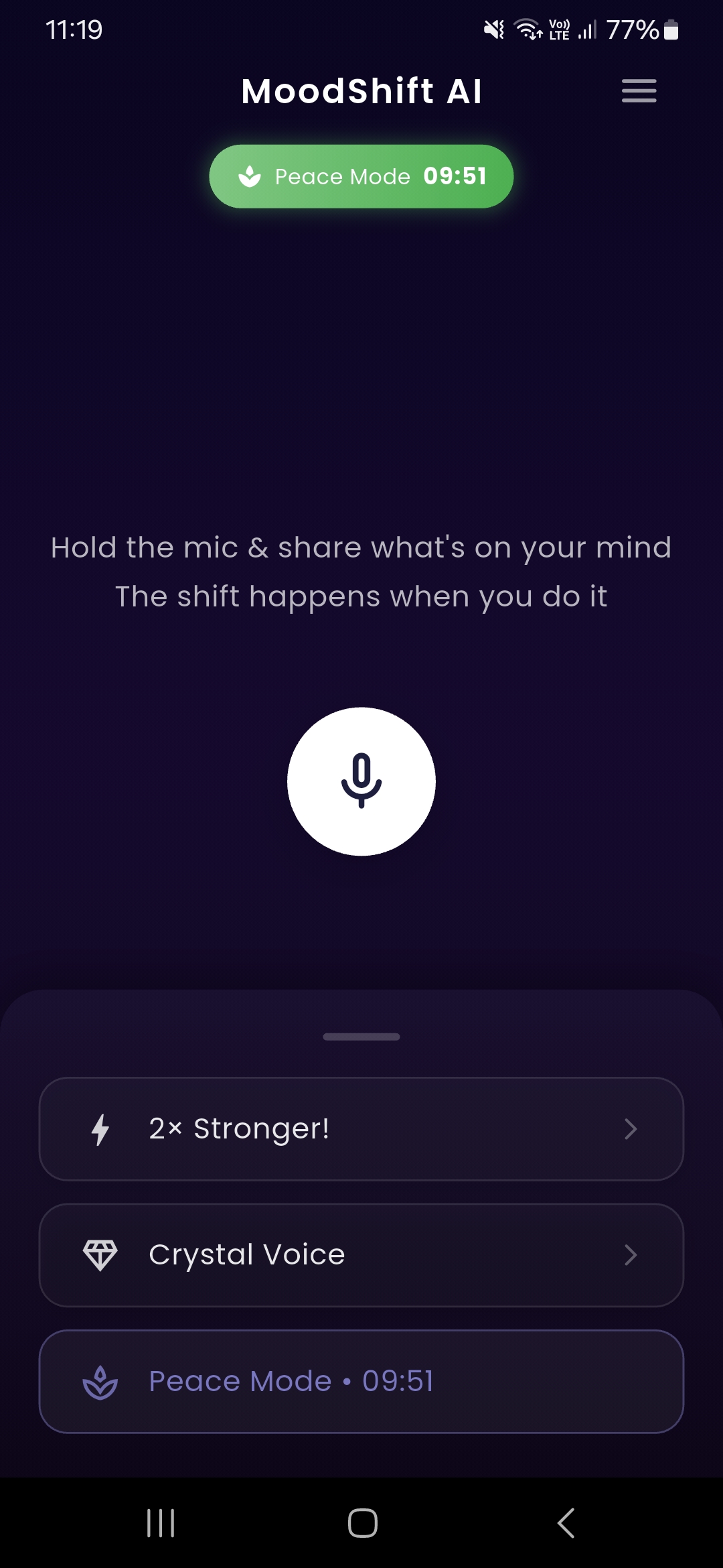 MoodShift AI App Screenshot